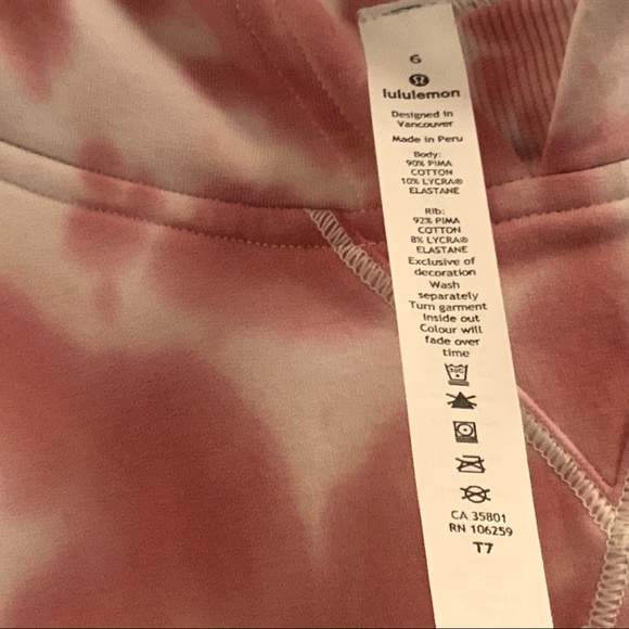 Lululemon All Yours Hoodie - NWT - Size 6 - Marmoleado Tie Dye Brier Rose - Picture 8 of 13